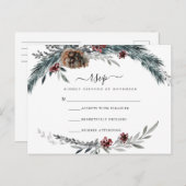 Winterpine Lijst RSVP-kaart Briefkaart (Voorkant / Achterkant)