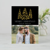 Winterpine zwart en goud folie feestdagenkaart (Staand Voorkant)