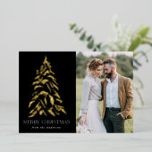 Winterpine zwart en goud folie feestdagenkaart (Staand Voorkant)