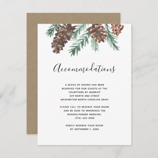 winterpinecon | Trouwaccommodaties Informatiekaartje (Voorkant / Achterkant)