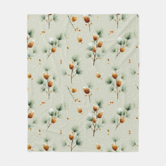 Winterpinecones en besneeuwde takken fleece deken (Voorkant)