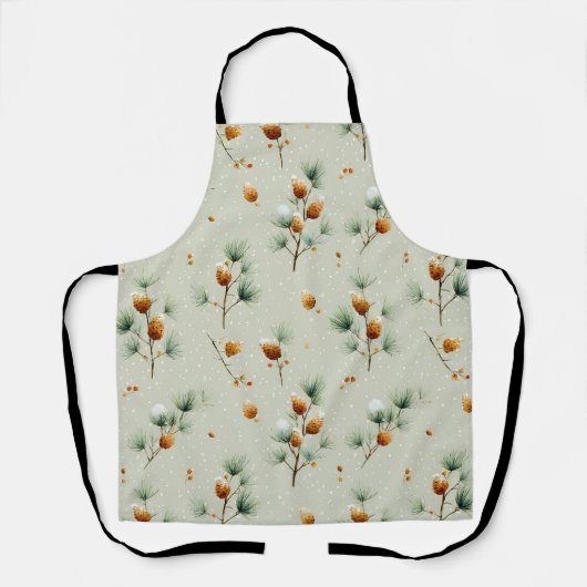 Winterpinecones en besneeuwde takken schort (Voorkant)