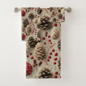 Winterpinecones en rode bessen bad handdoek (Insitu)