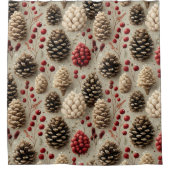 Winterpinecones en rode bessen douchegordijn (Voorkant)