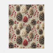 Winterpinecones en rode bessen fleece deken (Voorkant)