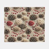 Winterpinecones en rode bessen fleece deken (Voorkant (Horizontaal))