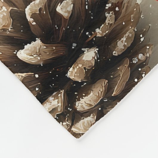 Winterpinecones en rode bessen fleece deken (Hoek)