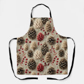 Winterpinecones en rode bessen schort (Voorkant)