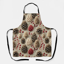 Winterpinecones en rode bessen schort