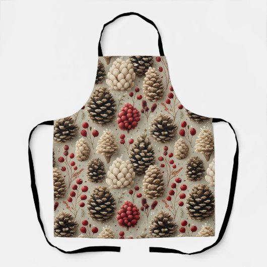 Winterpinecones en rode bessen schort (Voorkant)