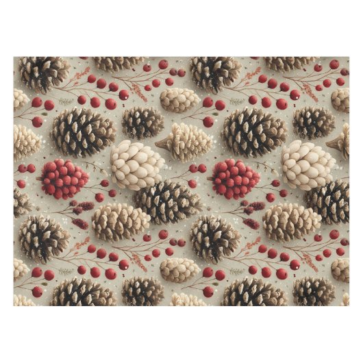 Winterpinecones en rode bessen tafelkleed (Voorkant (Horizontaal))