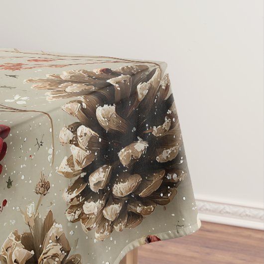 Winterpinecones en rode bessen tafelkleed (Voorbeeld)