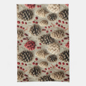 Winterpinecones en rode bessen theedoek (Verticaal)