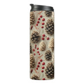 Winterpinecones en rode bessen thermosbeker (Geroteerd rechts)