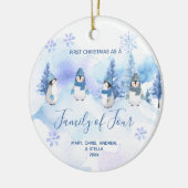 Winterpinguïn 1e Kerstmis als een Familie van Vier Keramisch Ornament (Links)