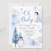 Winterpinguïn Animal Mountain-Baby shower Kaart (Voorkant)