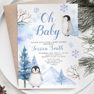 Winterpinguïn Animal Mountain-Baby shower Kaart