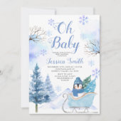 Winterpinguïn Arctic Animal Mountain Baby shower Kaart (Voorkant)