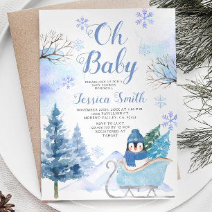 Winterpinguïn Arctic Animal Mountain Baby shower Kaart