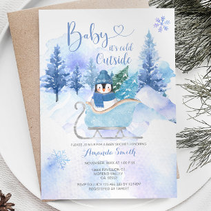 Winterpinguïn ARCTIC ANIMAL Sneeuwvlok Baby shower Kaart