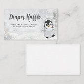 Winterpinguïn Baby shower Luier Raffle Informatiekaartje (Voorkant / Achterkant)