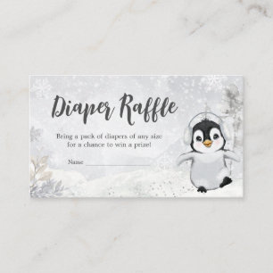 Winterpinguïn Baby shower Luier Raffle Informatiekaartje
