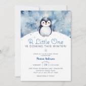 Winterpinguïn Baby shower met sneeuwvlokken Kaart (Voorkant)