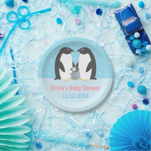 Winterpinguïn - Baby shower Papieren Bordje (Feest)