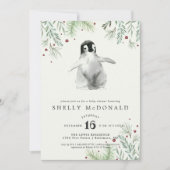 Winterpinguïn Baby Shower Uitnodiging (Voorkant)