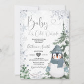 Winterpinguïn Baby shower Woud Sneeuwvlokken Kaart (Voorkant)