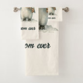 Winterpinguïn “Beste Moeder Ooit” Design Bad Handdoek (Insitu)