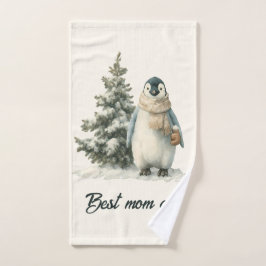 Winterpinguïn “Beste Moeder Ooit” Design Bad Handdoek