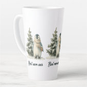 Winterpinguïn “Beste Moeder Ooit” Design Latte Mok (Linkerhoek)