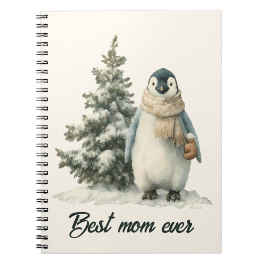 Winterpinguïn “Beste Moeder Ooit” Design Notitieboek (Voorkant)
