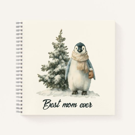 Winterpinguïn “Beste Moeder Ooit” Design Notitieboek (Voorkant)