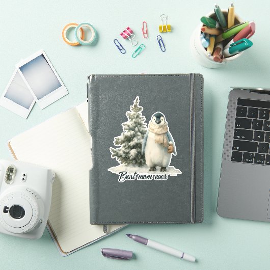 Winterpinguïn “Beste Moeder Ooit” Design Sticker (iPad Cover)