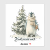 Winterpinguïn “Beste Moeder Ooit” Design Sticker (Vel)