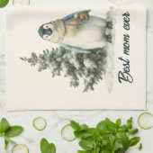 Winterpinguïn “Beste Moeder Ooit” Design Theedoek (Gevouwen)