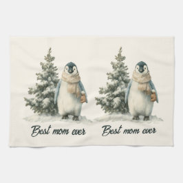 Winterpinguïn “Beste Moeder Ooit” Design Theedoek