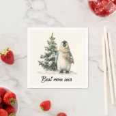 Winterpinguïn “Beste Moeder Ooit” Ontwerp Servet (Insitu)
