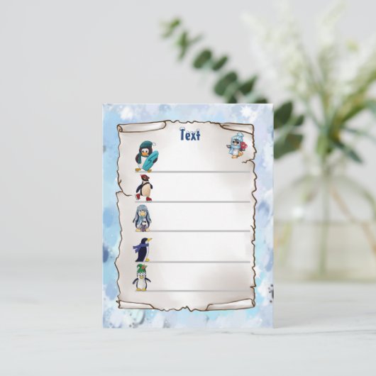 Winterpinguin Briefkaart (Staand voorkant)