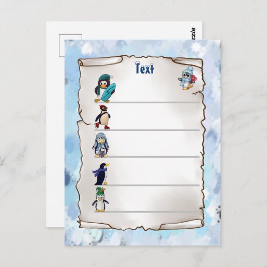 Winterpinguin Briefkaart (Voorkant / Achterkant)