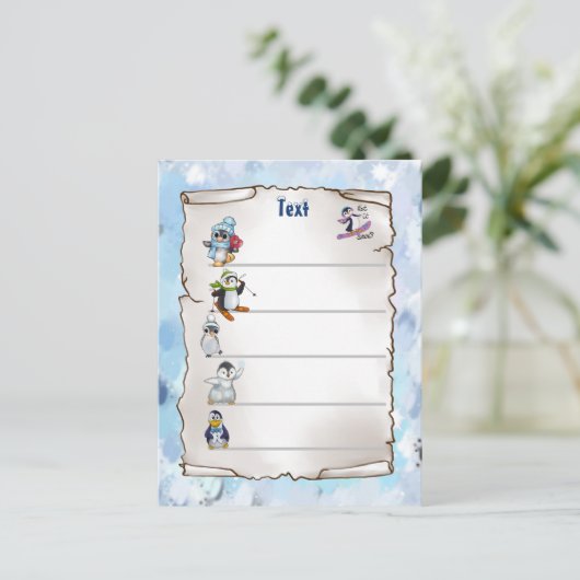 Winterpinguin Briefkaart (Staand voorkant)