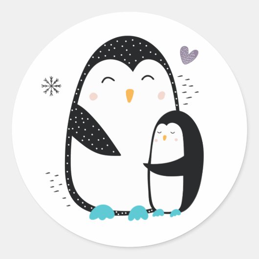 Winterpinguïn Doodle Stickers (Voorkant)