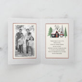 Winterpinguïn en bomen Kerstmis foto gevouwen Feestdagen Kaart (Binnen)