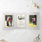 Winterpinguïn en bomen Kerstmis multi foto Drieluik Wenskaart (Binnen)