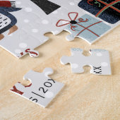 Winterpinguïn en bomen Prettige feestdagen Kerstmi Legpuzzel (Zijkant)