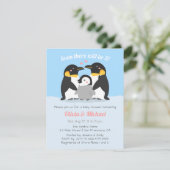 Winterpinguïn familie van drie Baby showers Kaart (Staand voorkant)