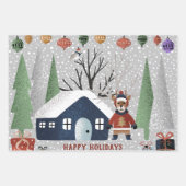 Winterpinguïn hert en panda sneeuwvlokken kerst inpakpapier vel (Voorkant 2)