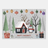 Winterpinguïn hert en panda sneeuwvlokken kerst inpakpapier vel (Voorkant)